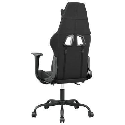 vidaXL Gaming Chair with Footrest Black Faux Leather