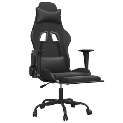 vidaXL Gaming Chair with Footrest Black Faux Leather