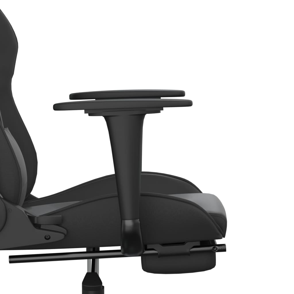 vidaXL Gaming Chair with Footrest Black Faux Leather