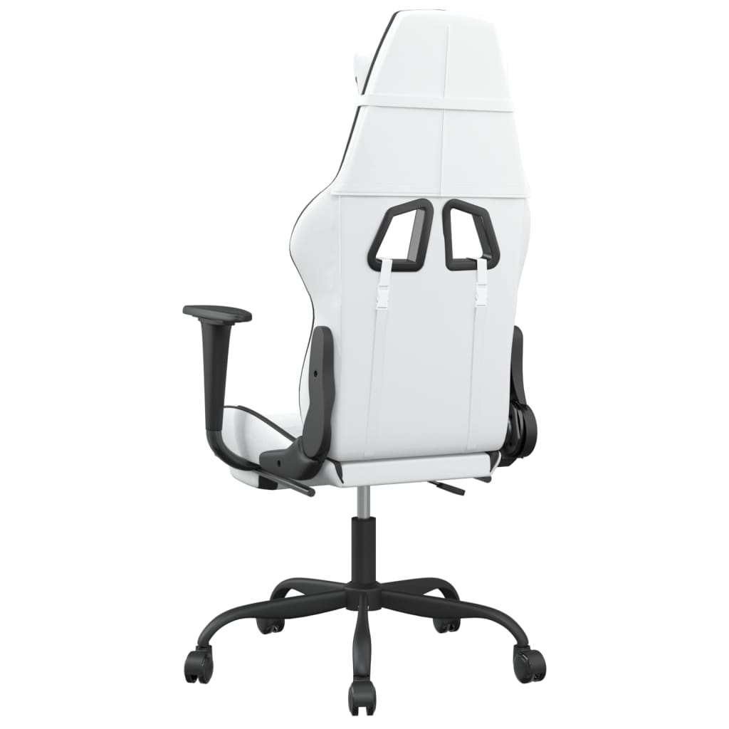 vidaXL Gaming Chair with Footrest White and Black Faux Leather