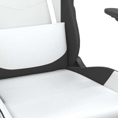 vidaXL Gaming Chair with Footrest White and Black Faux Leather