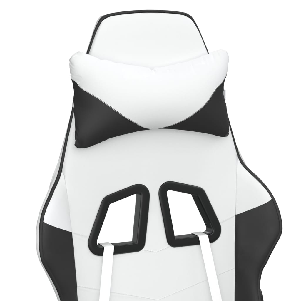 vidaXL Gaming Chair with Footrest White and Black Faux Leather