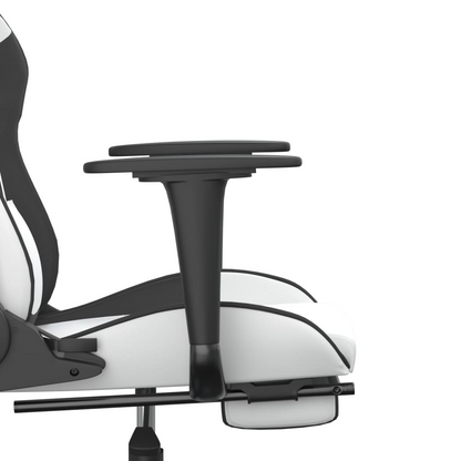 vidaXL Gaming Chair with Footrest White and Black Faux Leather