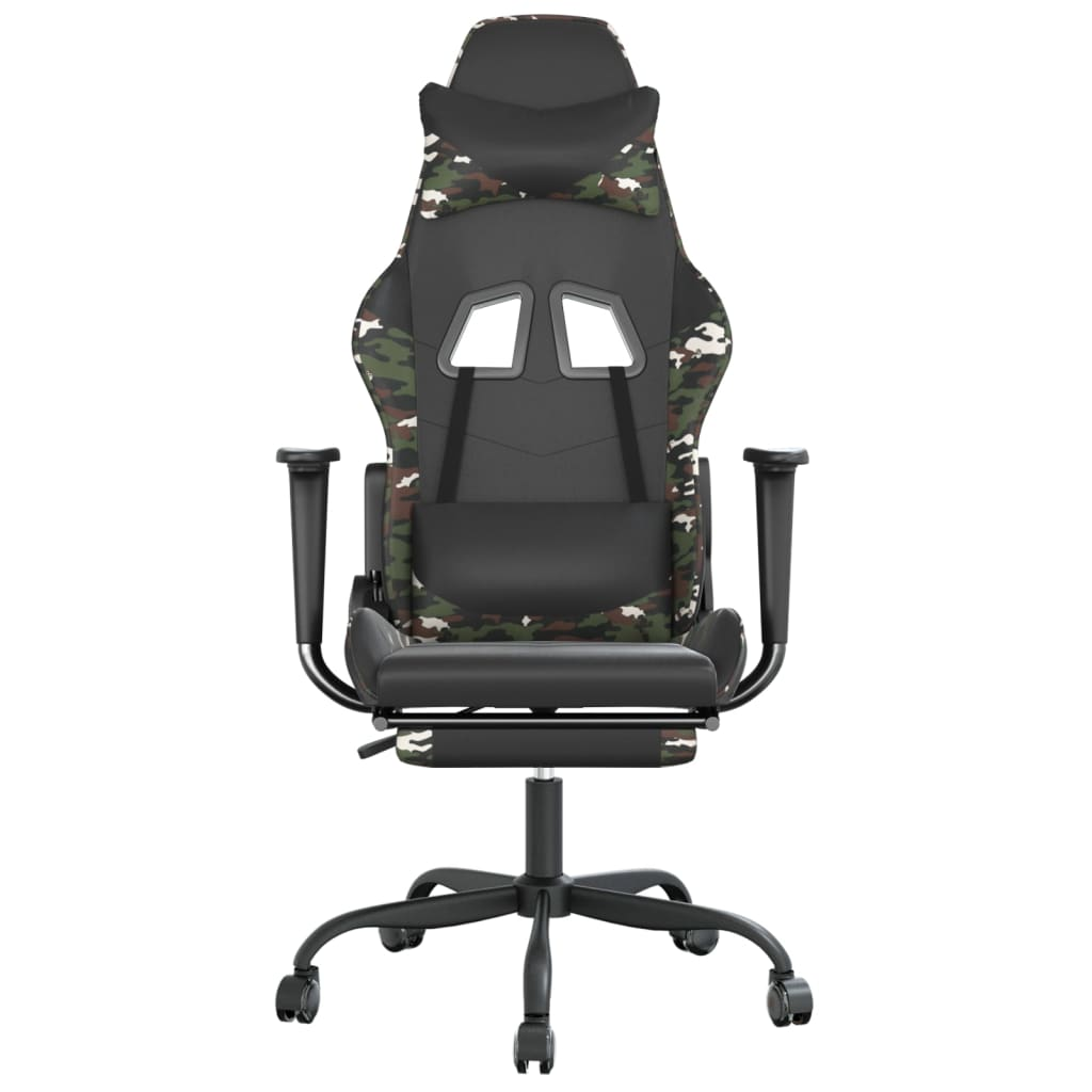 vidaXL Gaming Chair with Footrest Black and Camouflage Faux Leather