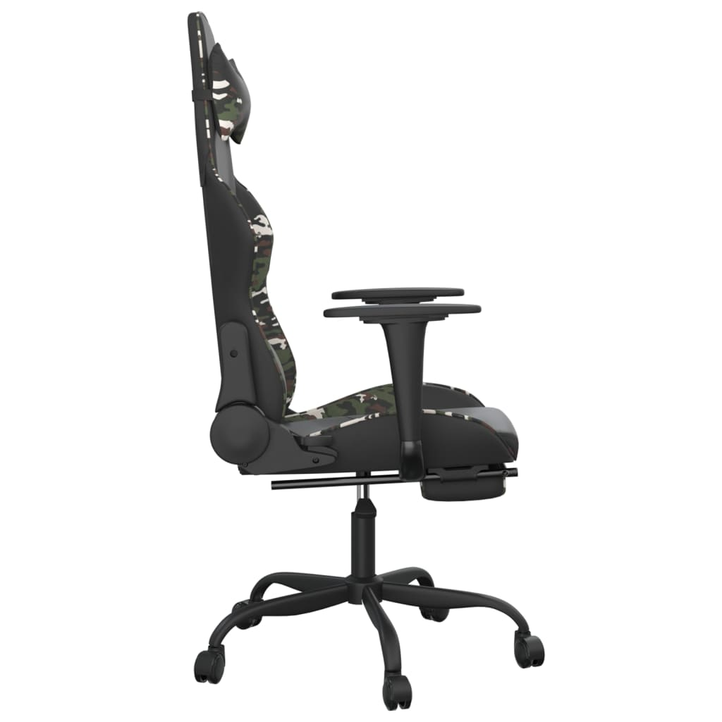 vidaXL Gaming Chair with Footrest Black and Camouflage Faux Leather