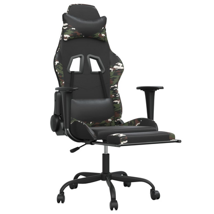 vidaXL Gaming Chair with Footrest Black and Camouflage Faux Leather