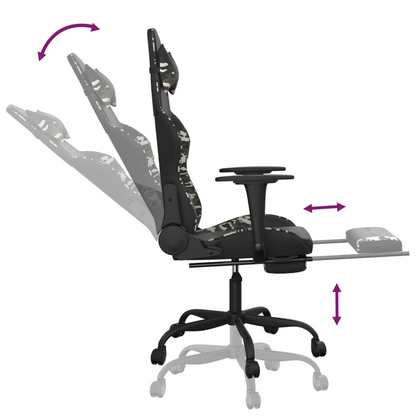 vidaXL Gaming Chair with Footrest Black and Camouflage Faux Leather