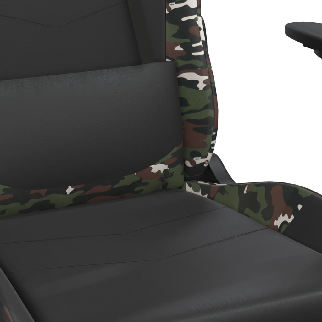 vidaXL Gaming Chair with Footrest Black and Camouflage Faux Leather