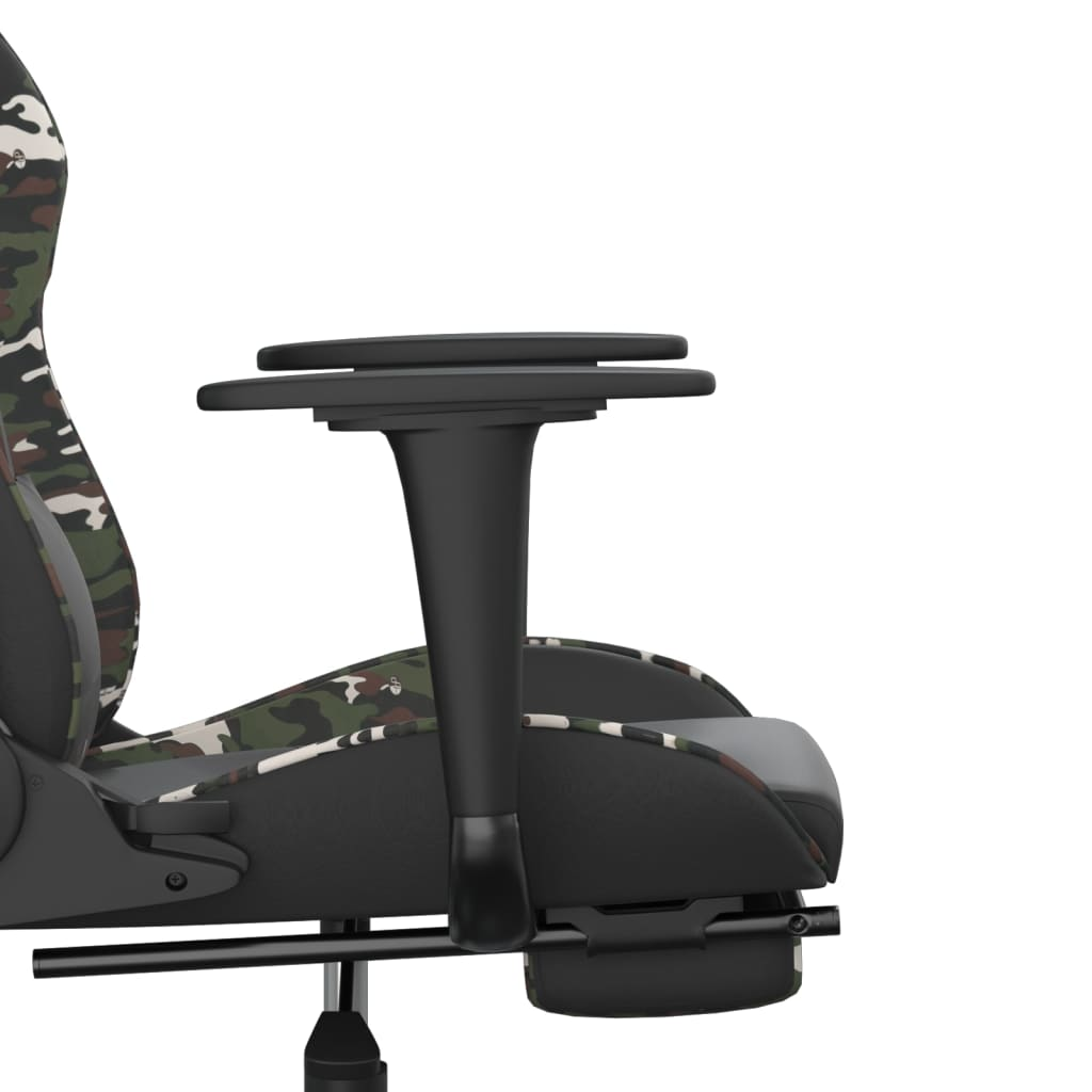 vidaXL Gaming Chair with Footrest Black and Camouflage Faux Leather