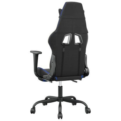 vidaXL Gaming Chair with Footrest Black and Blue Faux Leather