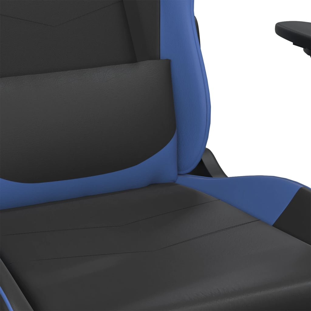 vidaXL Gaming Chair with Footrest Black and Blue Faux Leather