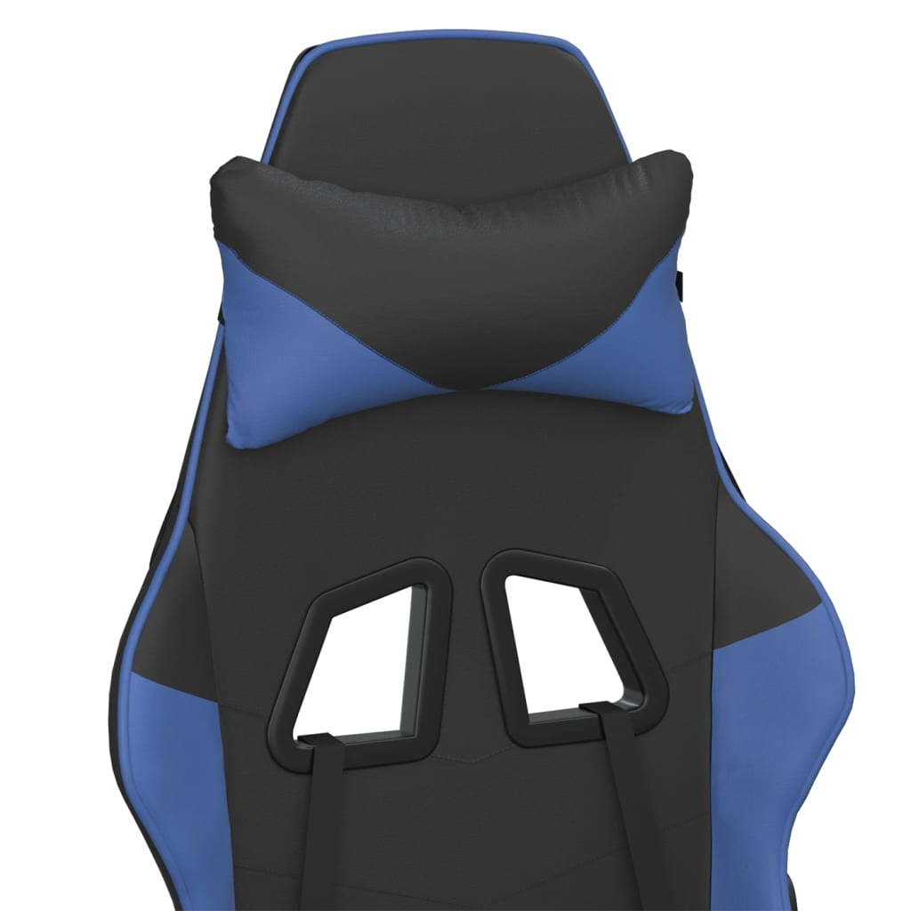 vidaXL Gaming Chair with Footrest Black and Blue Faux Leather