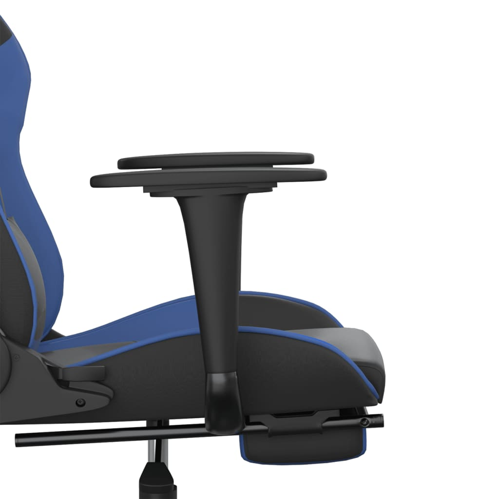 vidaXL Gaming Chair with Footrest Black and Blue Faux Leather