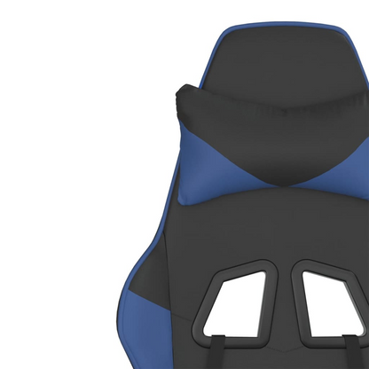 vidaXL Gaming Chair with Footrest Black and Blue Faux Leather