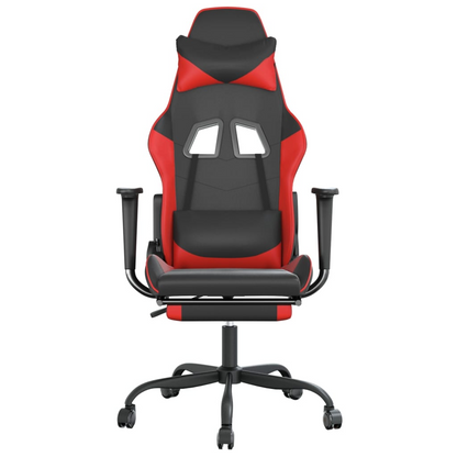 vidaXL Gaming Chair with Footrest Black and Red Faux Leather