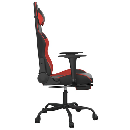 vidaXL Gaming Chair with Footrest Black and Red Faux Leather