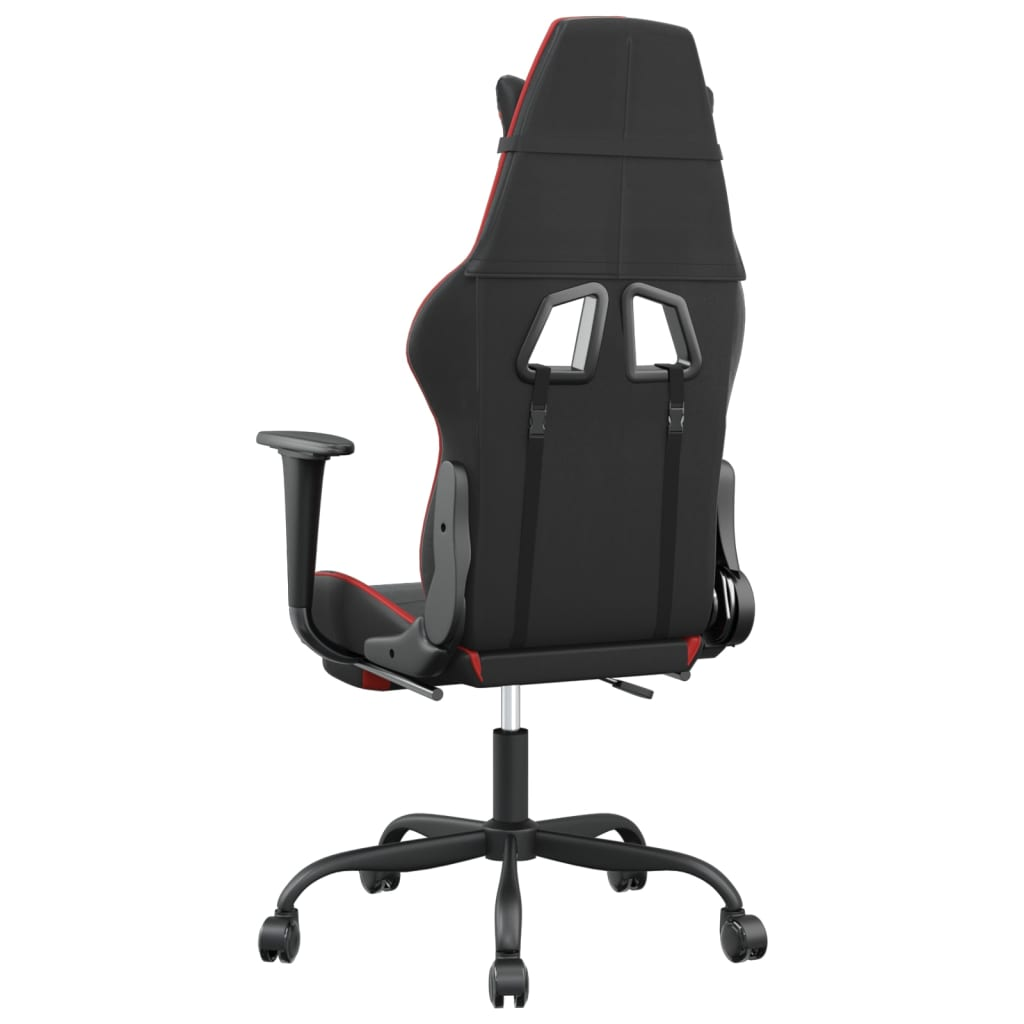 vidaXL Gaming Chair with Footrest Black and Red Faux Leather