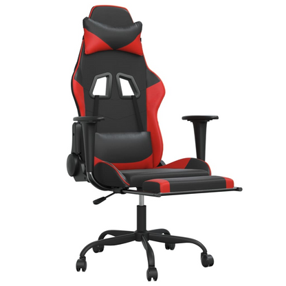 vidaXL Gaming Chair with Footrest Black and Red Faux Leather