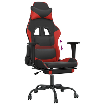 vidaXL Gaming Chair with Footrest Black and Red Faux Leather