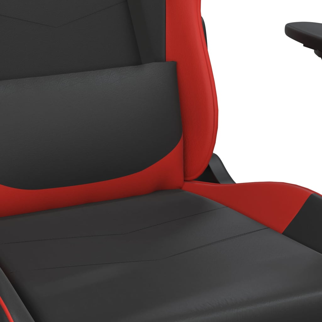 vidaXL Gaming Chair with Footrest Black and Red Faux Leather