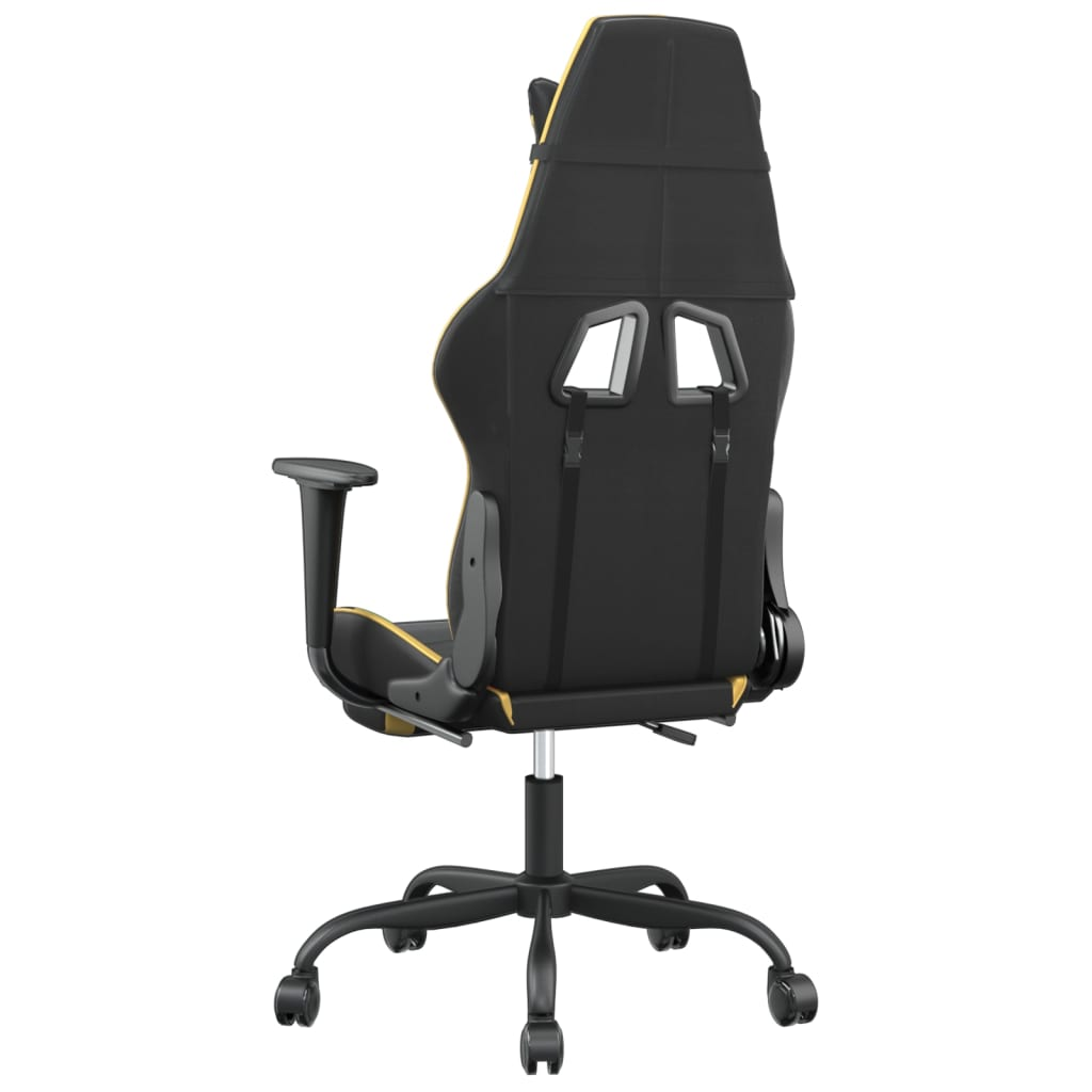 vidaXL Gaming Chair with Footrest Black and Gold Faux Leather