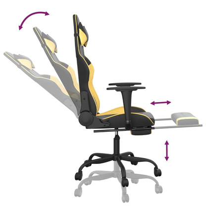 vidaXL Gaming Chair with Footrest Black and Gold Faux Leather