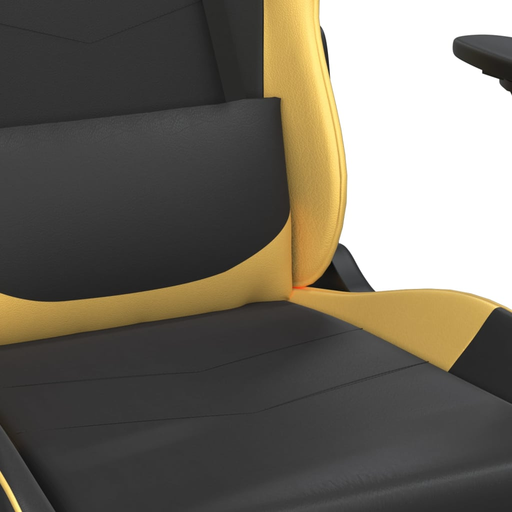 vidaXL Gaming Chair with Footrest Black and Gold Faux Leather