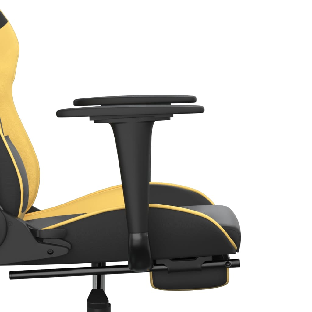 vidaXL Gaming Chair with Footrest Black and Gold Faux Leather