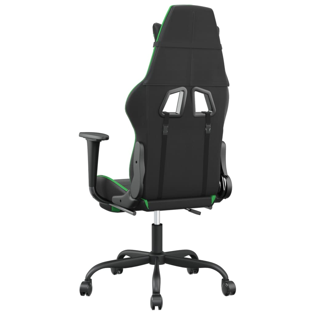 vidaXL Gaming Chair with Footrest Black and Green Faux Leather