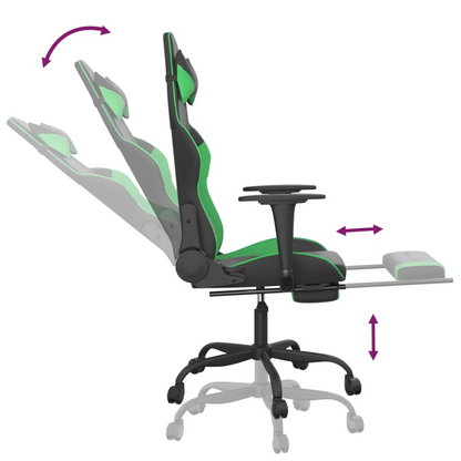 vidaXL Gaming Chair with Footrest Black and Green Faux Leather