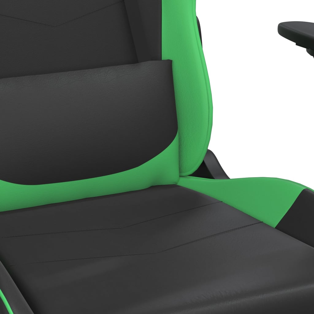 vidaXL Gaming Chair with Footrest Black and Green Faux Leather