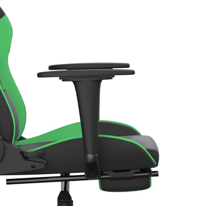 vidaXL Gaming Chair with Footrest Black and Green Faux Leather