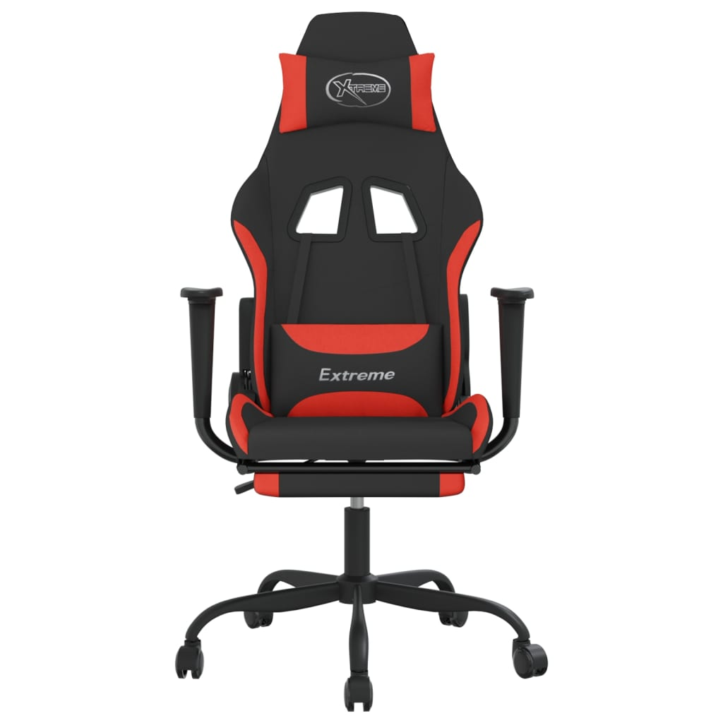 vidaXL Gaming Chair with Footrest Black and Red Fabric