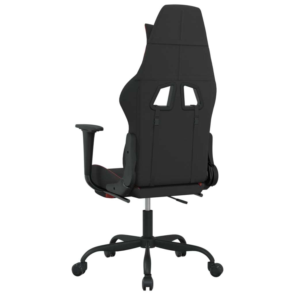 vidaXL Gaming Chair with Footrest Black and Red Fabric