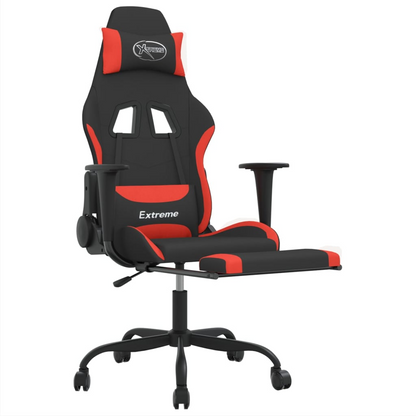 vidaXL Gaming Chair with Footrest Black and Red Fabric