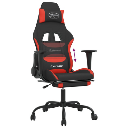 vidaXL Gaming Chair with Footrest Black and Red Fabric