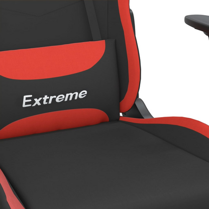 vidaXL Gaming Chair with Footrest Black and Red Fabric