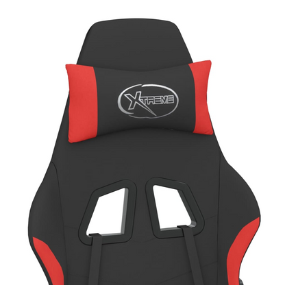 vidaXL Gaming Chair with Footrest Black and Red Fabric