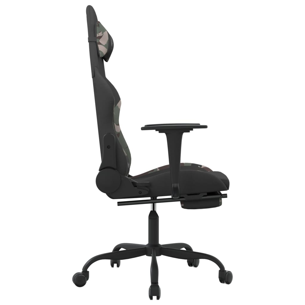 vidaXL Gaming Chair with Footrest Black and Camouflage Fabric