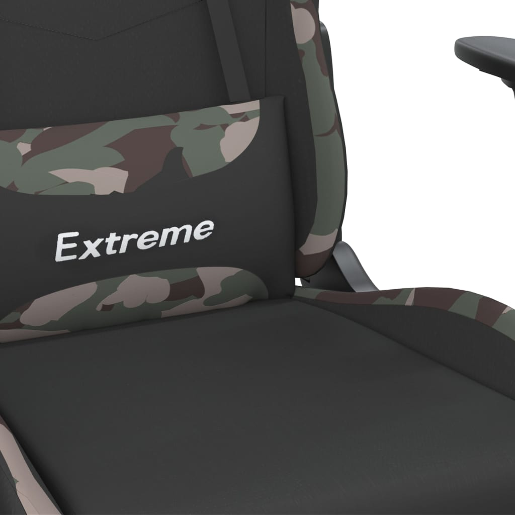 vidaXL Gaming Chair with Footrest Black and Camouflage Fabric