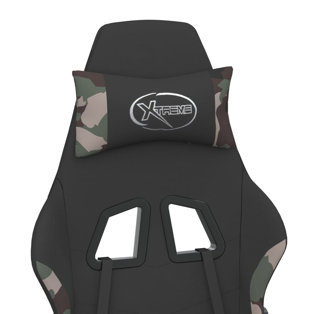 vidaXL Gaming Chair with Footrest Black and Camouflage Fabric