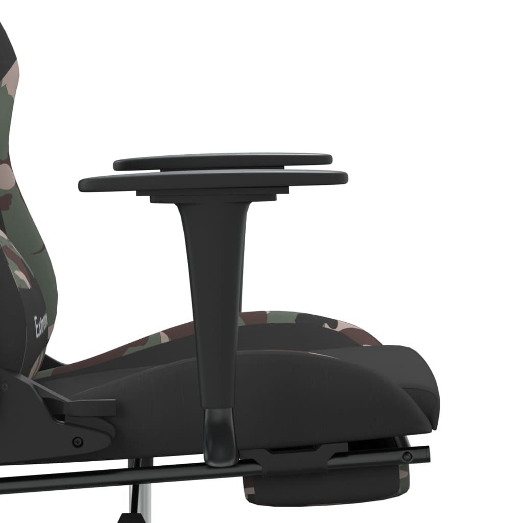 vidaXL Gaming Chair with Footrest Black and Camouflage Fabric