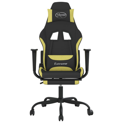 vidaXL Gaming Chair with Footrest Black and Light Green Fabric