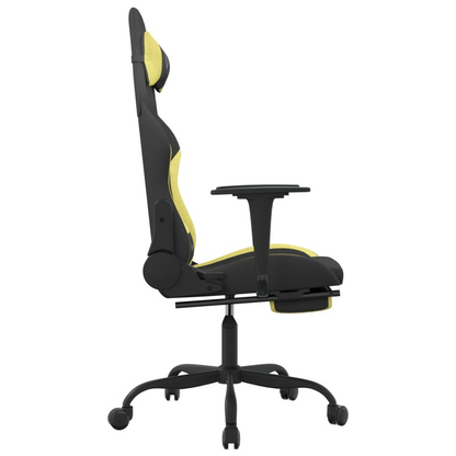 vidaXL Gaming Chair with Footrest Black and Light Green Fabric