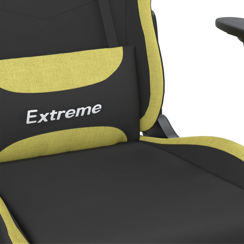 vidaXL Gaming Chair with Footrest Black and Light Green Fabric