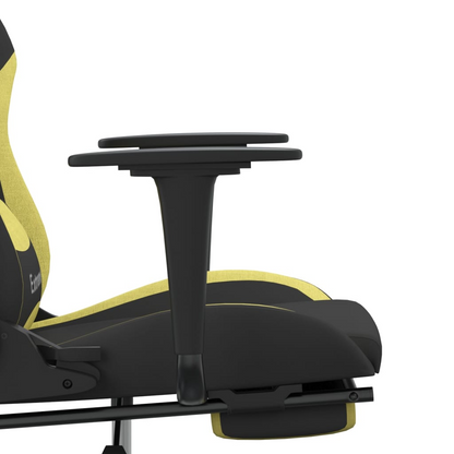 vidaXL Gaming Chair with Footrest Black and Light Green Fabric