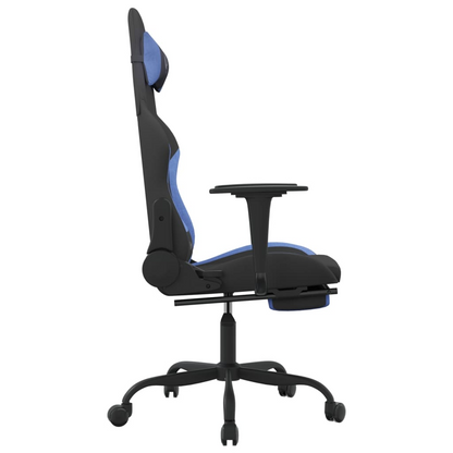 vidaXL Gaming Chair with Footrest Black and Blue Fabric