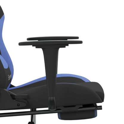 vidaXL Gaming Chair with Footrest Black and Blue Fabric