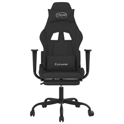 vidaXL Gaming Chair with Footrest Black Fabric