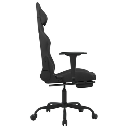 vidaXL Gaming Chair with Footrest Black Fabric